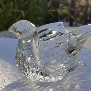 Vintage AVON Candle Holder Crystal DOVE FLIGHT Clear GLASS BIRD Votive
